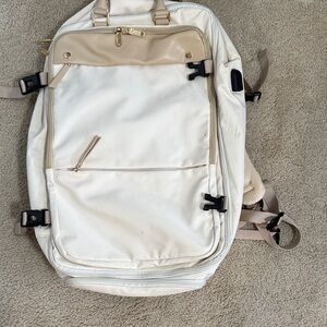 Cream and Tan Women's Travel Backpack